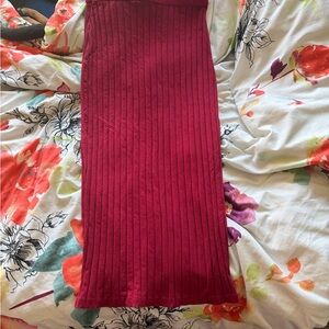 SHEIN Vibrant Red Ribbed Pencil Skirt